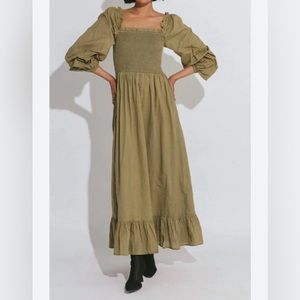 Cleobella maxi Lennox ankle dress in olive green size XS Boho Fall Hipster